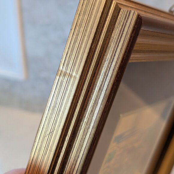 Italian picture of house in the country side, gold leaf, hand painted and silk s - Picture 4 of 9